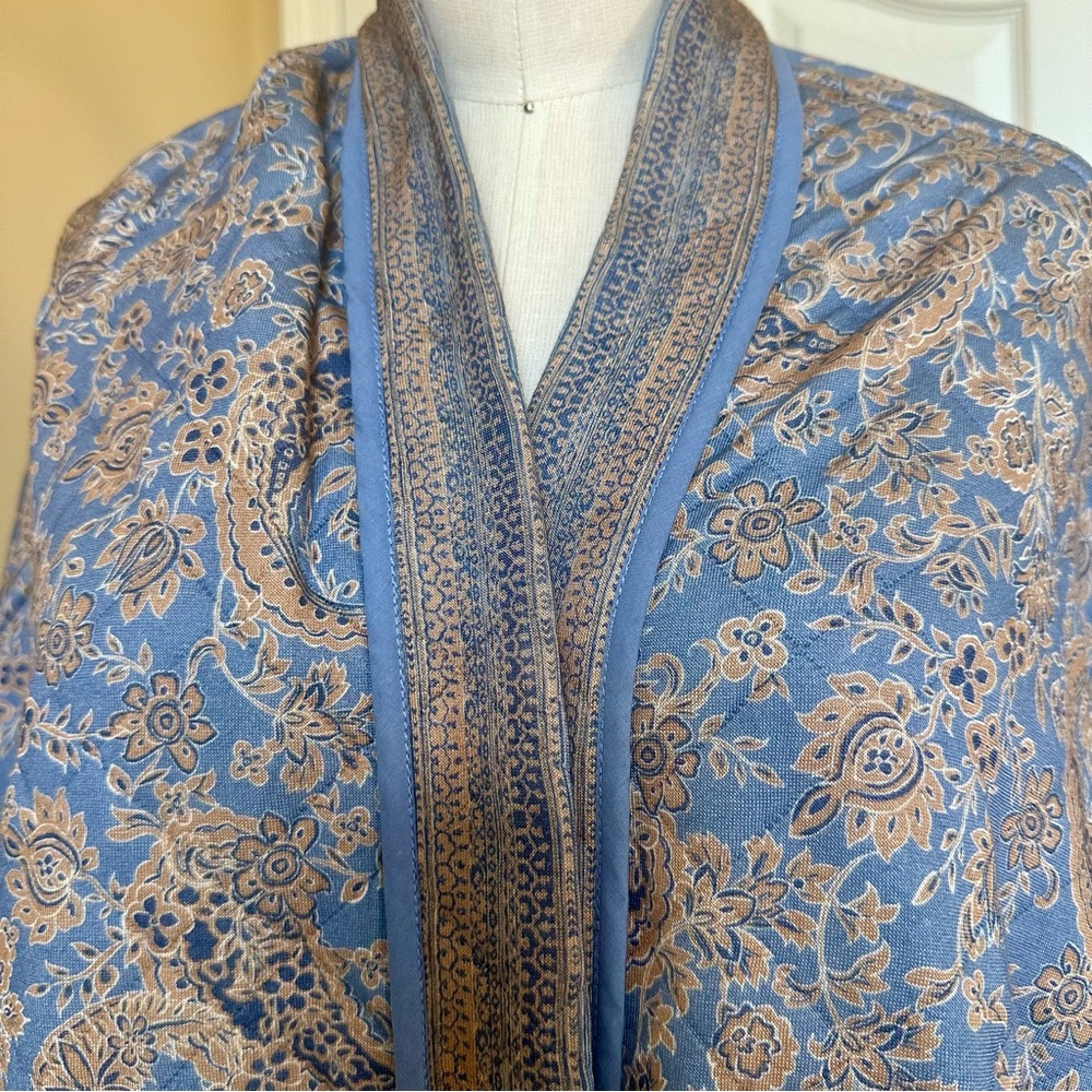 J. Jill NWT Women's Reversible Open Front Blue Floral Print Quilted Cardigan S-L - Picture 5 of 9